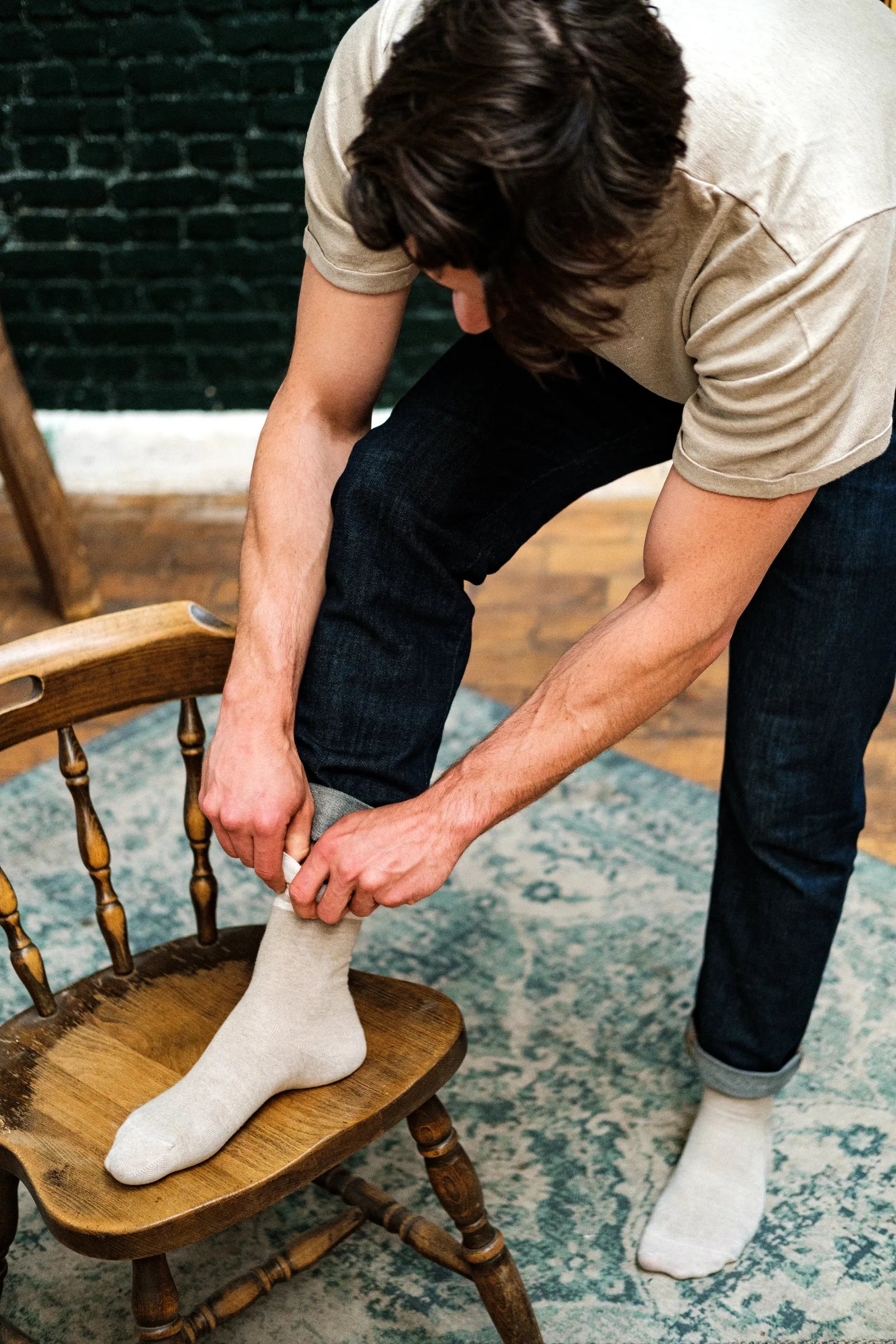 La paire de chaussettes lin naturel - photo 4/7