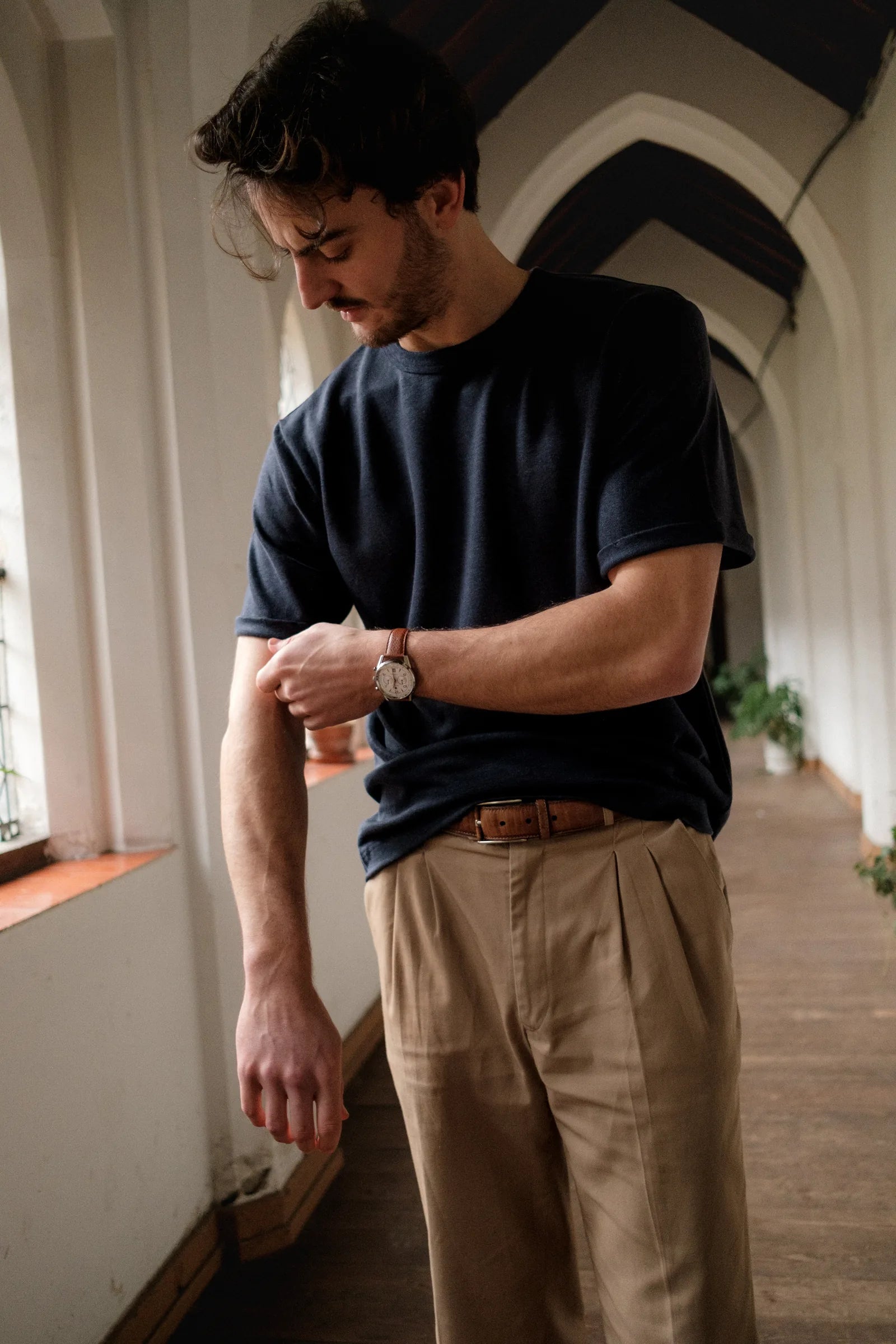 Le T-shirt maille lourde 100% lin coloris Marine - photo 1/7